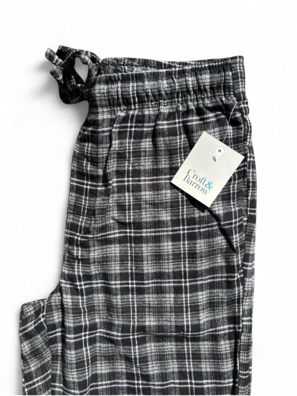 Croft & Barrow men’s small Black & White Plaid Lounge/pajama Pants - Picture 4 of 4